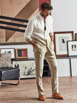 Farbbad-Leinenhemd -Men's Clothing Verkäufe EC10 4364 DF 1