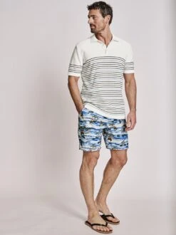 Halbstreifen-Strickpolo -Men's Clothing Verkäufe EC23 6520 DF 1