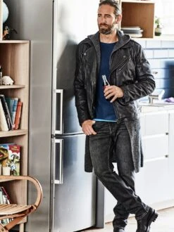 Gewaschene Bikerjacke -Men's Clothing Verkäufe EC24 6680 DE